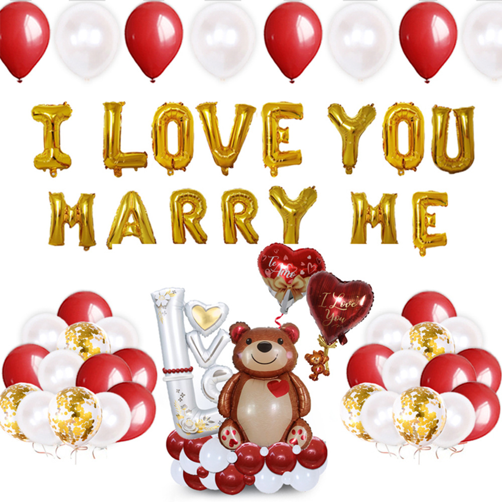 Nuevo Día de San Valentín traje globo película de aluminio amor impresión globo boda confesión fiesta bandera diseño Decoración