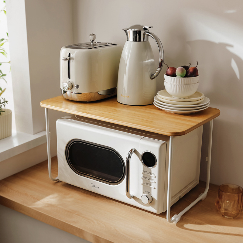 Ins-Style Microwave Oven Rack Kitchen Oven Stand Countertop Multifunctional Household Storage for Rice Cooker and Appliances