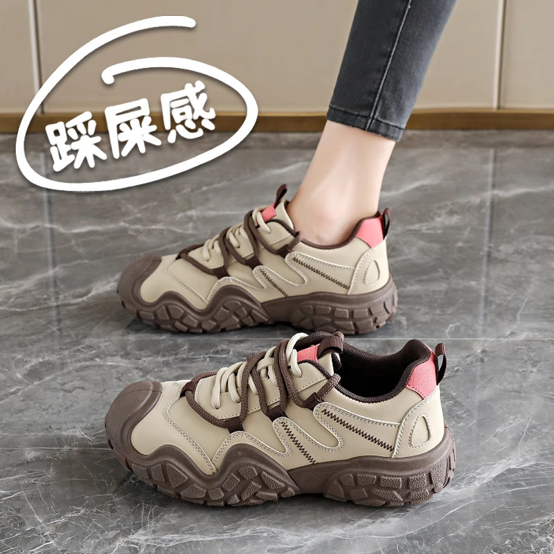 Outdoor Hiking Shoes for Women 2025 Autum New Dad Shoes Leather Sports Shoes Waterproof Non-Slip Wear-Resistant Hiking Shoes