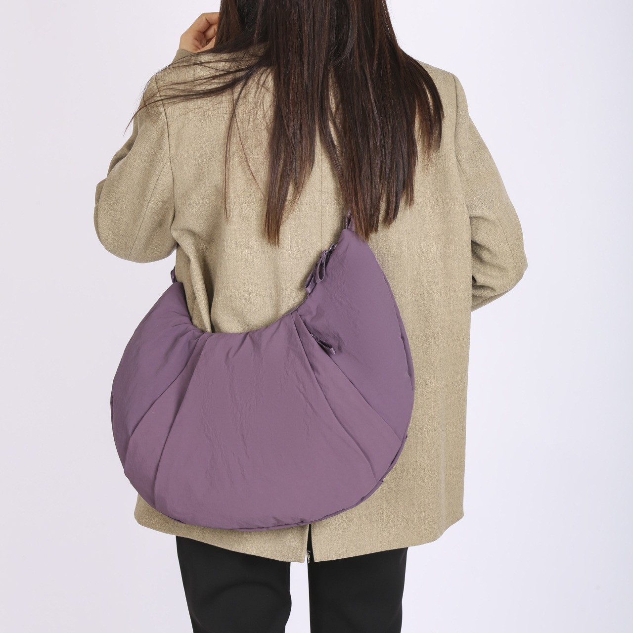2024 Autum New Solid Color Simple Wester Large Capacity Fashio Sigle Shoulder Crossbody Bag Sports Style Dumplig_voghion.com