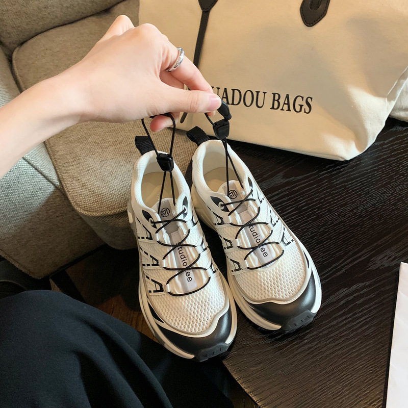 Cowhide Version ~ Genuine Leather Thick-Soled Height-Increasing Sporty Drawstring Lightweight 2026 Spring New Casual Color-Block Dad Shoes for Women Cowhide Version ~ Genuine Leather Thick-Soled Height-Increasing Sporty Drawstring Lightweight 2026 Spring New Casual Color-Block Dad Shoes for Women