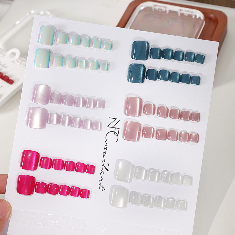 高品質キャットアイマニキュアウェアラブル爪と足の爪パッチ箱入り足の爪月光キャットアイ DIY ネイルパッチ|undefined
