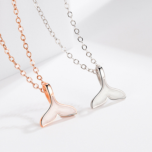 Kuaishou Korean Version Cross-border Silver-plated Pendant for Women, Fish Tail Lightweight Luxury Niche Design 