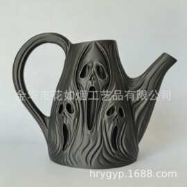 枯树鬼脸造型洒水壶创意园艺工具万圣节花园布景绿植浇灌容器812
