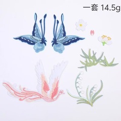 絶妙でエレガントな中国風のシルクファンフェニックススズラン蝶コンピュータ刺繍布ステッカー古代スタイルの丸いファン DIY 手作りステッカー