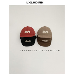 嬰兒鴨舌帽春秋季穿搭簡約M字母短檐防曬帽子男寶寶女童棒球帽潮