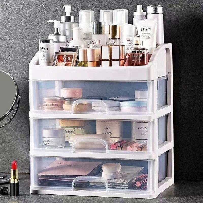 Desktop Makeup Storage Box Organizer Dust-Proof Drawer Lipstick Skin Care Mask Brush Dressing Table Storage Rack