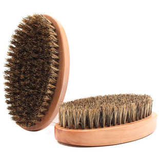 Factory Direct Supply Men's Oil-Head Shaped Beard Brush Pig Bristle Lotus Wood Soft Bristle Brush Beard Combing Cleaning Brush