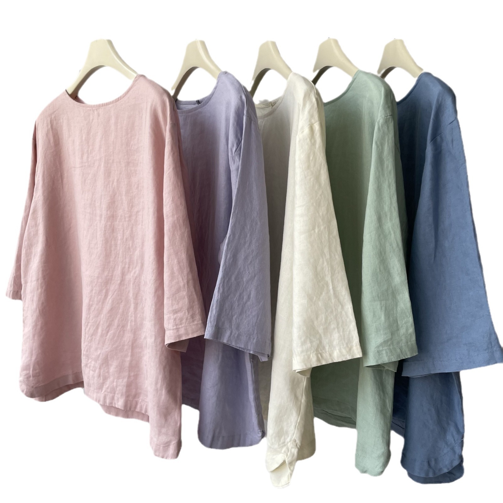 Very gentle tone 100 linen!Round neck breathable sweat comfort…