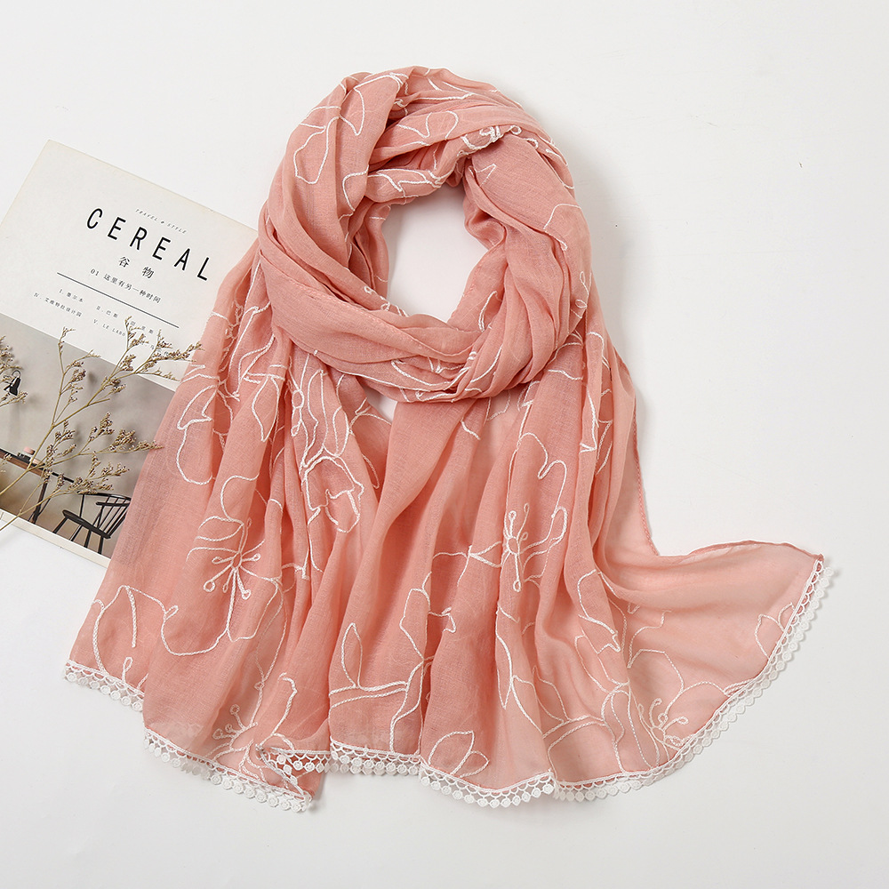 200g Weight Silk Scarf Classification Holiday, Daily Occasion Polyester Material Flower Pattern Spring, Autumn Season Women's Gender Sweet, Pastoral Style Women's Sweet Pastoral Flower Polyester Silk Scarf 5