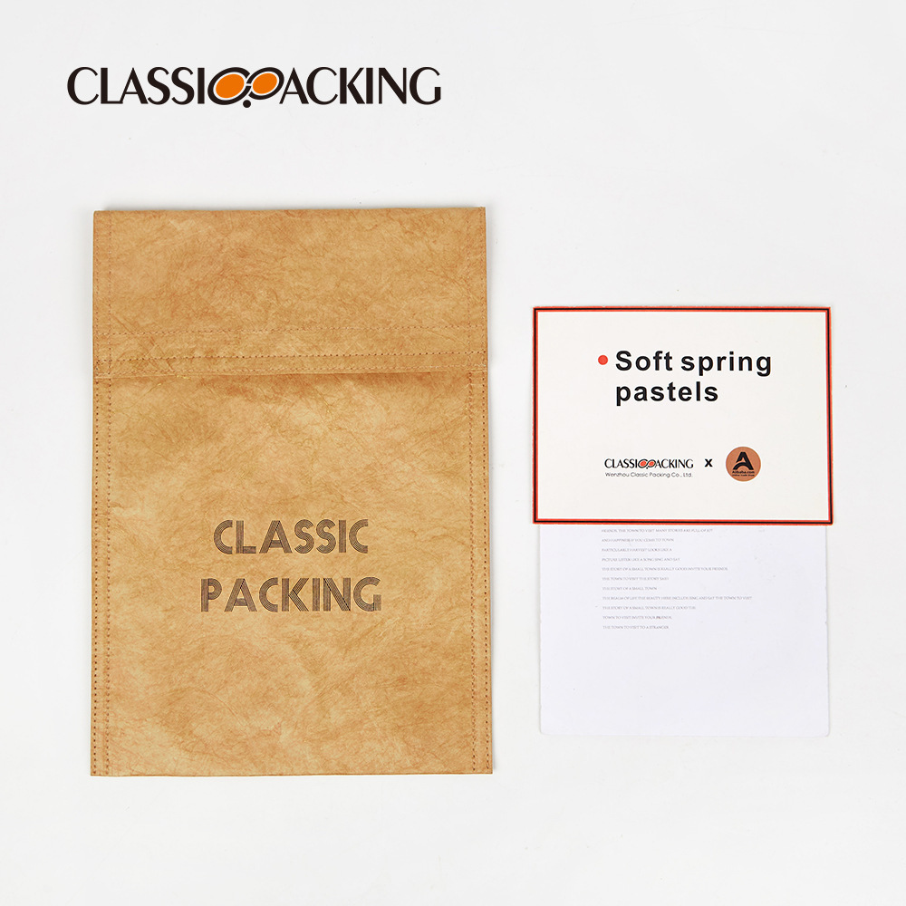 Paquete de papel kraft simple y de gran capacidad Paquete de archivo de archivo de archivo de archivo portátil a prueba de agua Paquete de almacenamiento de sellado con velcro Logotipo imprimible