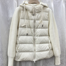 卯颜2024冬季新款轻薄羽绒服女设计感拼接连帽休闲外套时尚女装潮