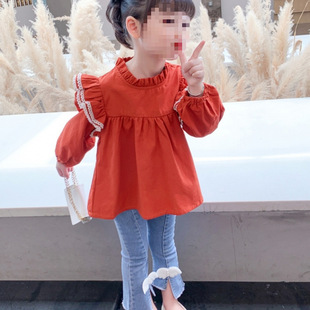 [1512 Repurchase] Girls Long-Sleeved Doll Shirt Korean Style 2021 New Autumn Clothing Baby Girl Fashionable Princess