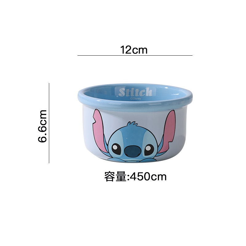 Disney Pooh Stitch Ceramic Baby Ensalada linda para niños Té de la tarde Disco reductor de grasa Disco de tres comparticiones