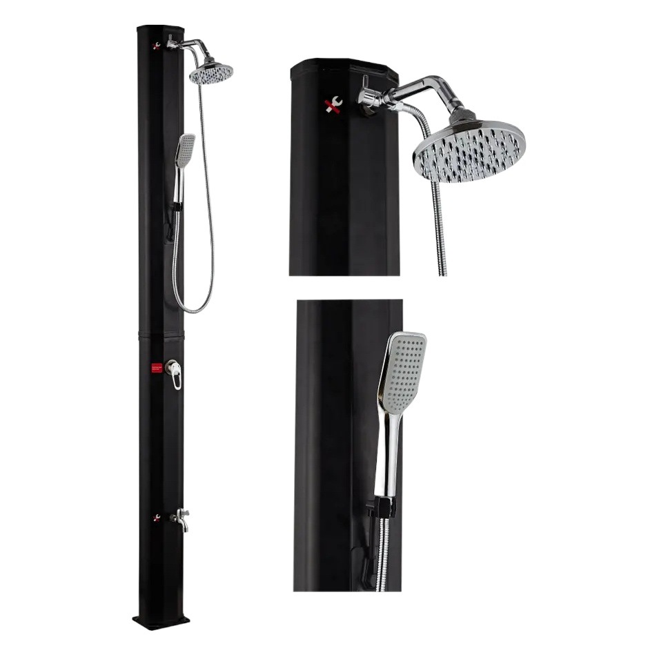 35L fácil de instalar dos secciones de alambre ensalada negro columna de ducha solar calefacción solar cinturón de ducha solar