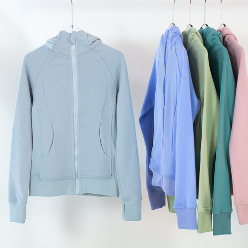 Women's Yoga Wear: Autumn/Winter Fleece-Enhanced Hoodie with Zipper, Sporty Casual Hooded Cardigan for Toning & Shaping