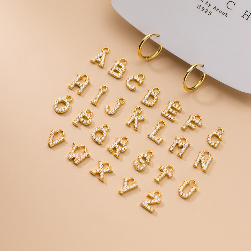 El Rocky   S925 plata 26 letras de diamantes coreana simple personalidad colgante de mujer D9558