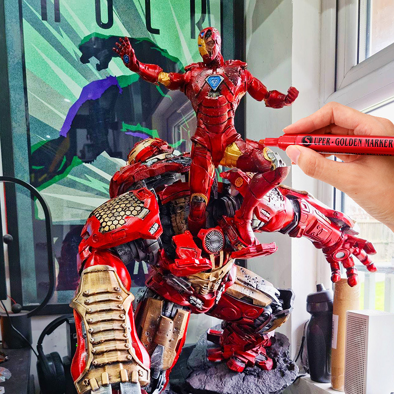 Guangna GN1003 Super oro rosa marcador a base de agua 12 colores traje DIY graffiti metal flash pintura pluma