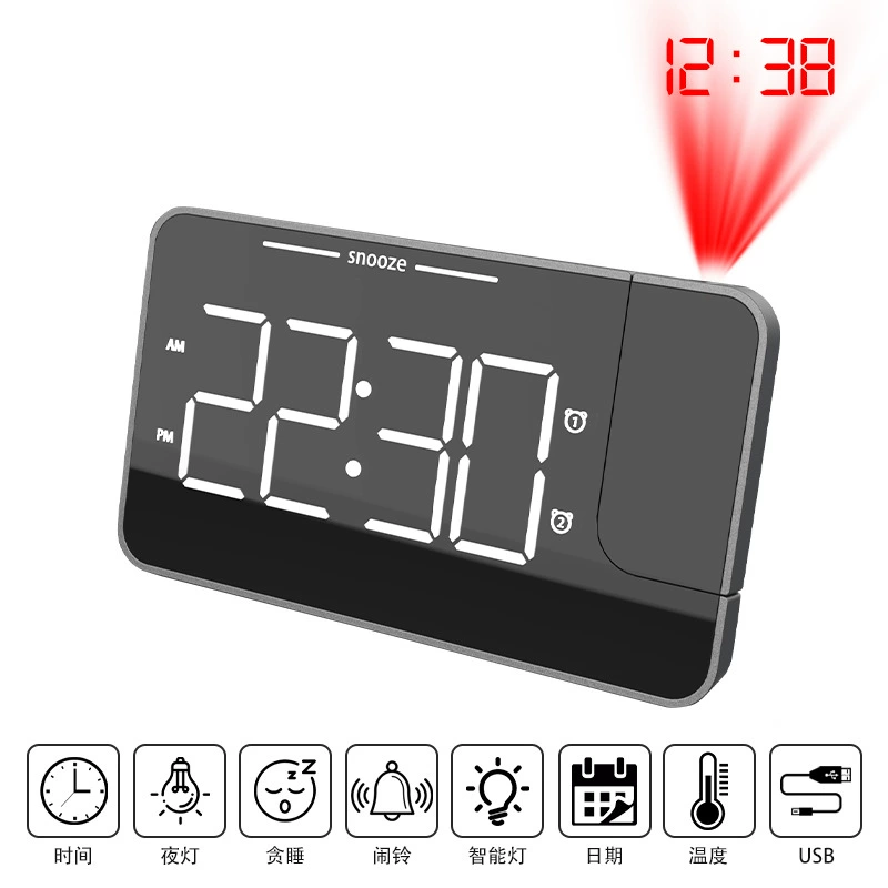 Трансграничные взрывы прямоугольный большой экран температуры рабочего стола и влажности радио зеркало проекции Цифровой Будильник Электронный