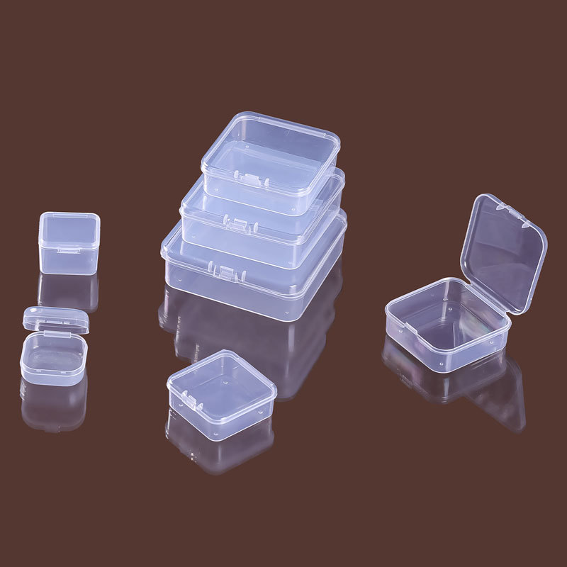 Square Pp Plastic Box Square Transparent Packaging Box Small Material Box with Lid Parts Jewelry Storage Box