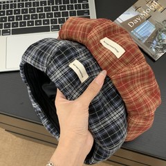 日本のレトロなチェック柄通気性メッシュ帽子女性の薄いつば広サンバイザーピークキャップ野球帽夏