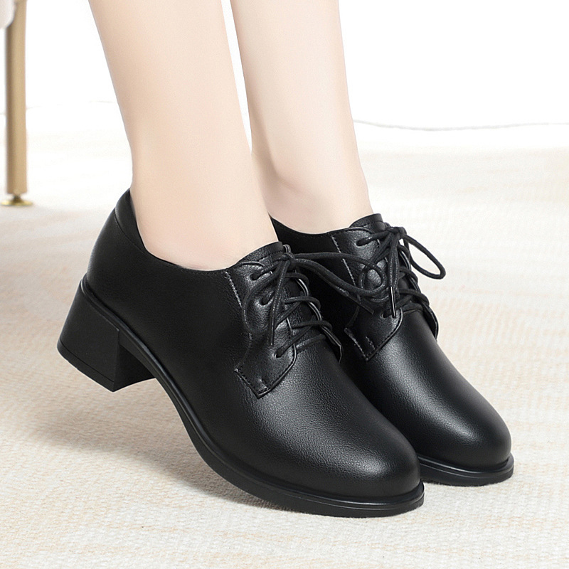 Low-Heeled Women's Lace-Up Leather Shoes, Thick-Heeled Mid-Heeled Shoes, New Women's Shoes, Spring and Autumn Models, Soft Leather, Soft Sole, Comfortable Single Shoes Low-Heeled Women's Lace-Up Leather Shoes, Thick-Heeled Mid-Heeled Shoes, New Women's Shoes, Spring and Autumn Models, Soft Leather, Soft Sole, Comfortable Single Shoes