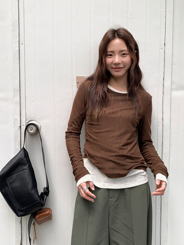 广州十三行2025秋韩系圆领修身舒适休闲风打底长袖针织衫女02732|undefined