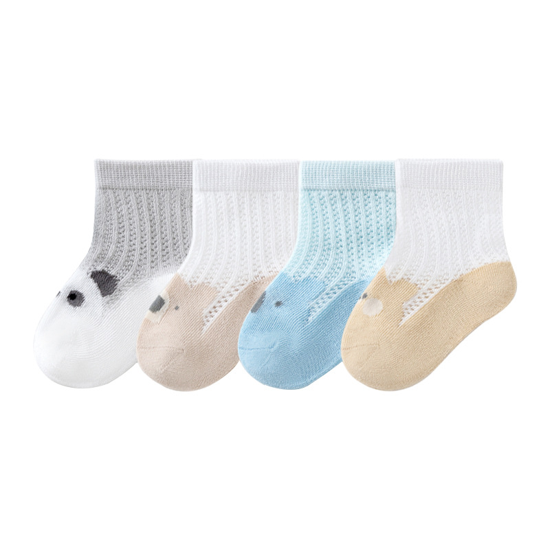 Calcetines para bebés de verano 2025 mallas delgadas de algodón recién nacidos bebés de dibujos animados niñas niños calcetines para niños