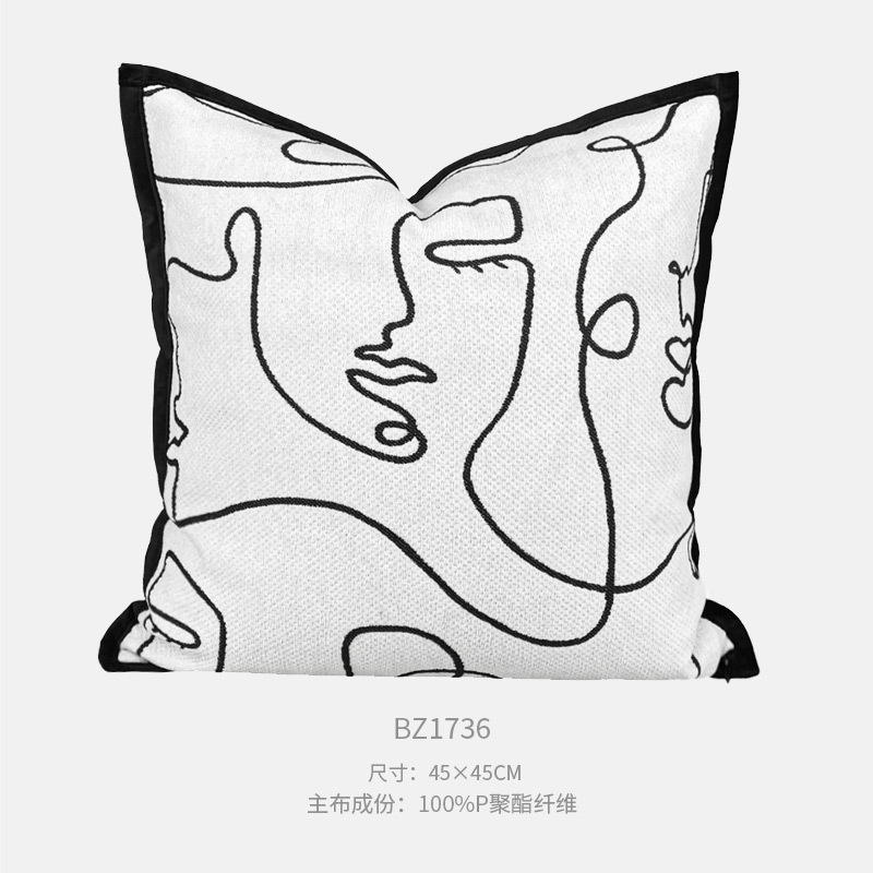 45×45cmWY 추상 인간의 얼굴 사각 베개