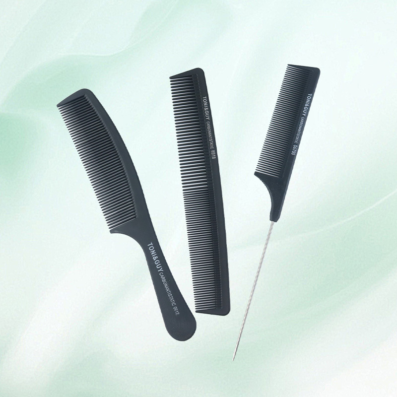 Peine de peluquería de fibra de carbono de venta caliente transfronterizo Peine de peinado para peluquería Peine para recoger peine para el cabello con tapa Tony Peine para cortar el cabello Peine para el cabello