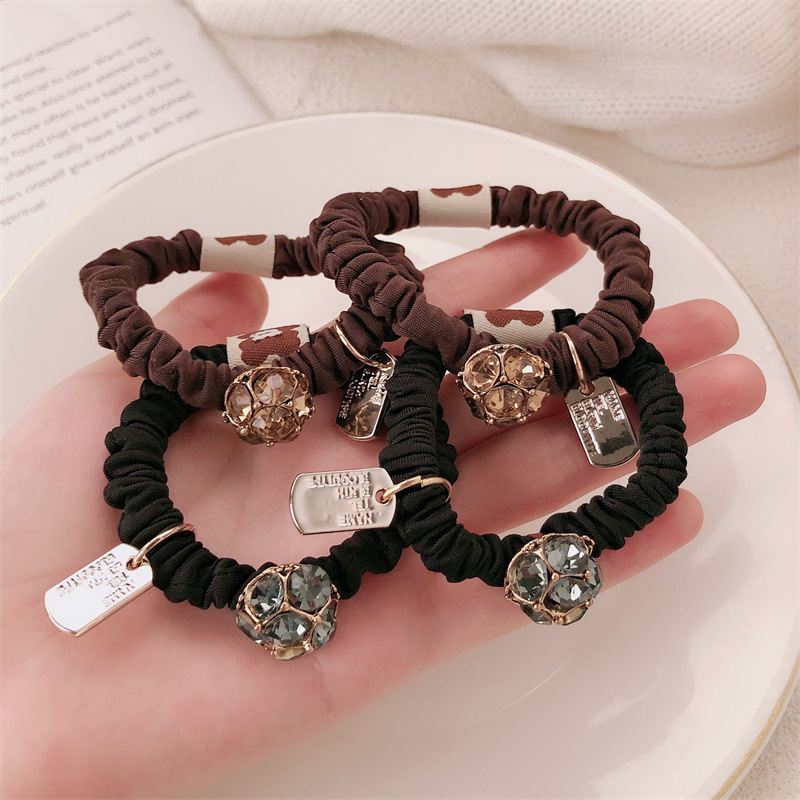 Luz lujosa cuerda de cabello mujer diamante de alta elasticidad y duradero anillo de cabello intestino delgado no daña el cabello cabeza de banda de goma adornamiento para el cabello