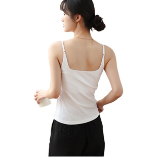 Summer Camisole Women's Inner Vest with Chest Pad Cup One-piece Underwear Base White Inner Wear Anti-slip Beautiful Back