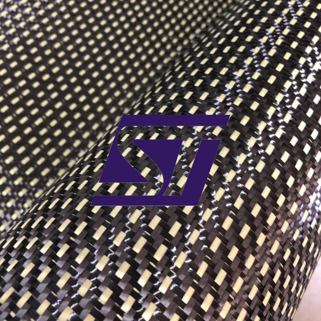 芳纶和碳纤维混编布 黄色芳纶凯夫拉 黄黑2+1混编 斜纹乒乓板包覆