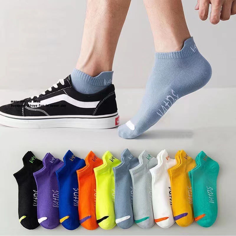 Short tube men's and women's socks ten color Sports men's socks casual fashion women's socks mesh breathable socks men's ear protection heel socks