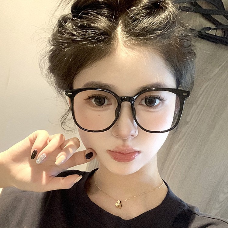 专业配超轻近视眼镜女可配有度数散光大框黑色素颜方圆脸眼睛框架|undefined