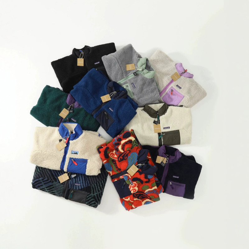 Cross-border American-style p@ta autumn and winter new color-blocked warm stand-up collar fleece lamb wool jacket for couples Cross-border American-style p@ta autumn and winter new color-blocked warm stand-up collar fleece lamb wool jacket for couples