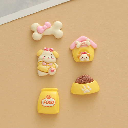 Glossy cartoon yellow doghouse diy cream mobile phone case resin accessories handmade hairpin head rope jewelry material package