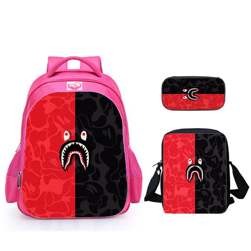 Cross-Border New Style Big-Mouth Graffiti Shark Backpack, Shoulder Bag, Pencil Case Three-Piece Set Trendy Three-Piece Set Cross-Border New Style Big-Mouth Graffiti Shark Backpack, Shoulder Bag, Pencil Case Three-Piece Set Trendy Three-Piece Set