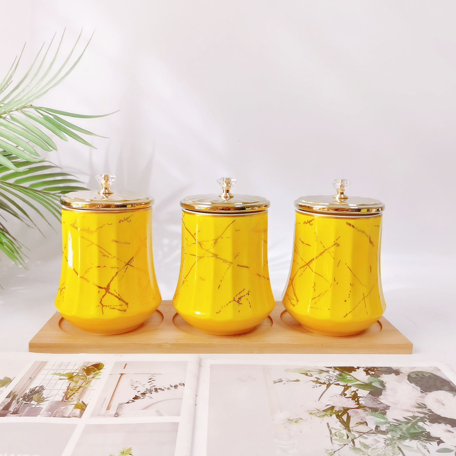 500ml amarillo crack cubierta de oro + Taladro superior + embalaje de caja de color