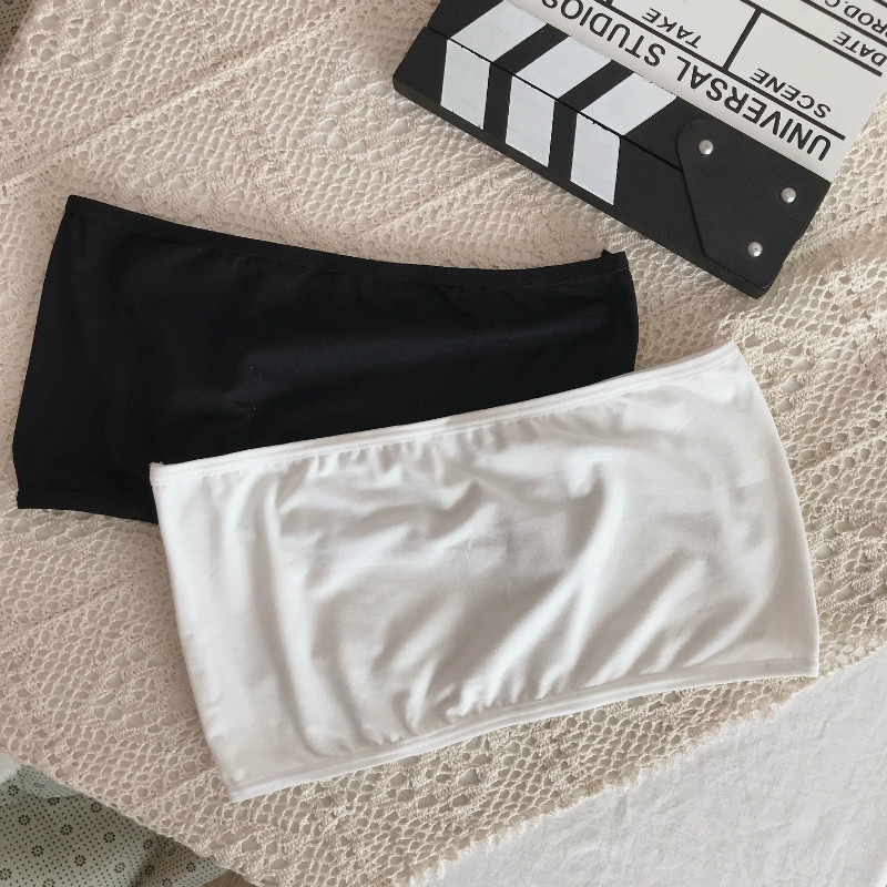 2024 sin correa de hombro de color sólido ropa interior de pecho de las niñas de la escuela anti-camera desnudo envuelto en el pecho sexy antideslizante base corta