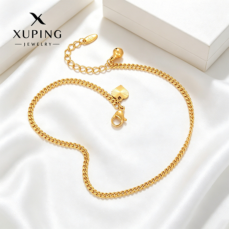 Xuping simple de acero inoxidable en forma de corazón, campana de tobillo con bordas de moda europea y americana, accesorios diarios fáciles de usar