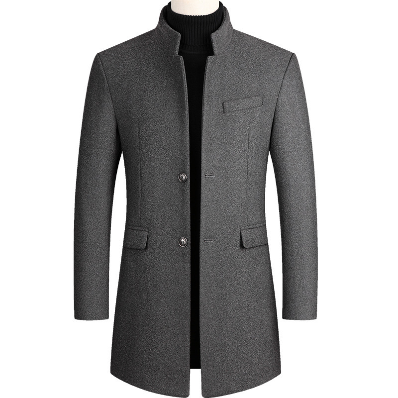 2026 Autumn/Winter Men's Woolen Coat Mid-Length Trench Coat with Cotton Padding and Thickened Men's Outerwear 2026 Autumn/Winter Men's Woolen Coat Mid-Length Trench Coat with Cotton Padding and Thickened Men's Outerwear