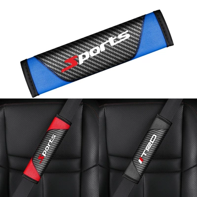 Cross-Border Popular Carbon Fiber Car Seat Belt Shoulder Cover Leather Color Matching Soft and Comfortable Sports Safety Cover