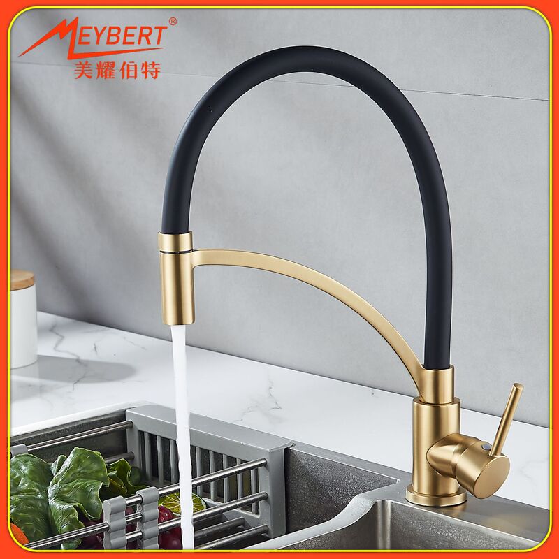 Foreign trade leather tube golden kitchen faucet hot and cold rotating universal splash-proof sink sink sink faucet