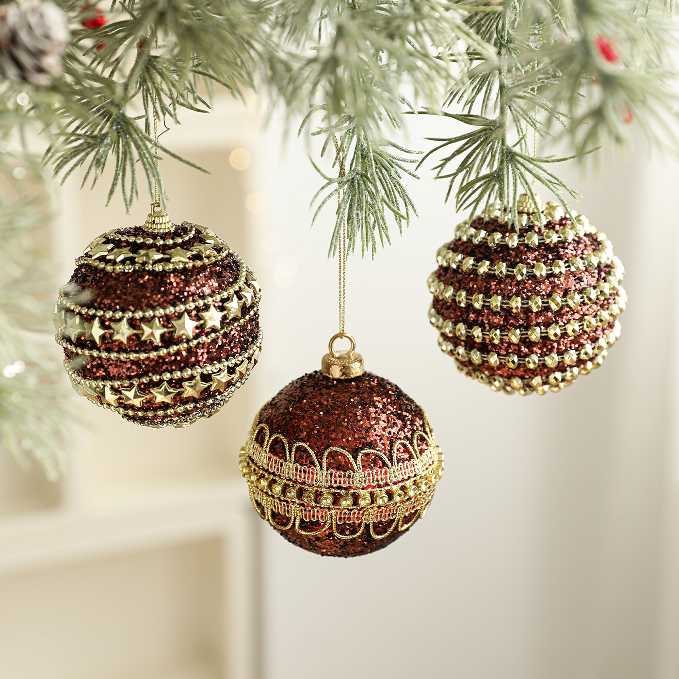 Nueva espuma de Navidad café colgante polvo brillante polvo adhesivo árbol de Navidad colgante decoración colgante