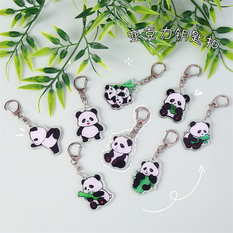 Cartoon panda keychain acrylic pendant student holiday small gift decoration ornaments cute key chain accessories Cartoon panda keychain acrylic pendant student holiday small gift decoration ornaments cute key chain accessories