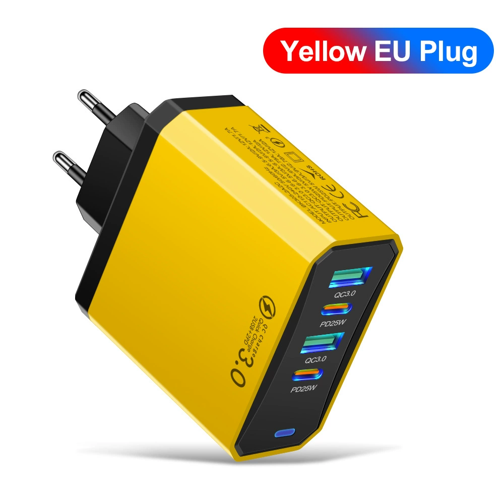 Стандартный 100W 2USB+2PD зарядное устройство для мобильного телефона, планшета европейский, американский и британский сверхбыстрая зарядка многопортовый адаптер