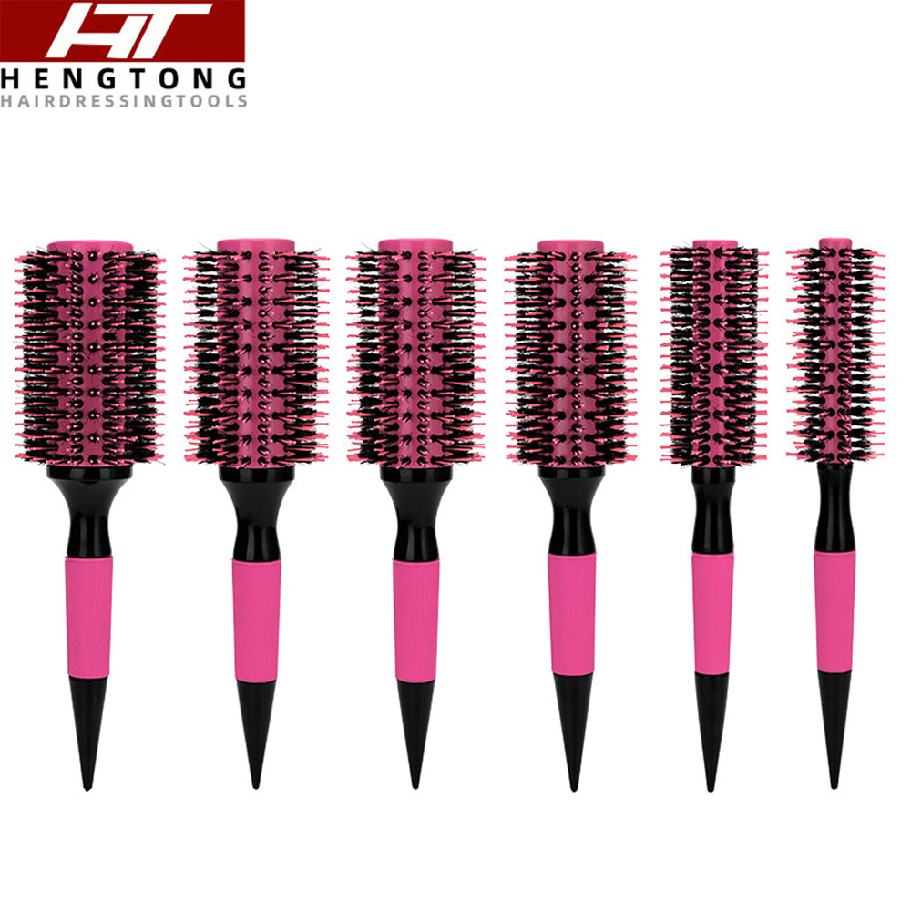 Amazon popular tubo de aluminio de cerdas de nylon rodillo brasileño peine cilindro Pelo Rizado rodillo peine hebilla interior forma peluquería peine