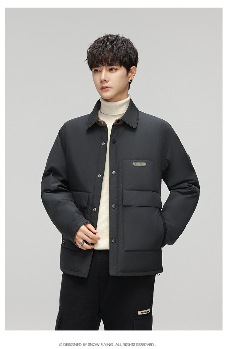 Men's Down Jacket Lapel Collar Warm Casual Winter Coat For Men_voghion.com
