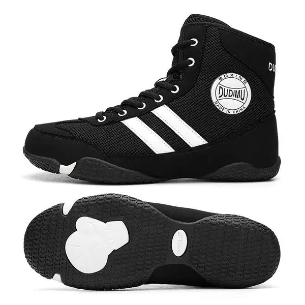 Professional boxing shoes for men, non-slip breathable combat shoes, gym high-top fighting shoes, wrestling shoes, sanda training shoes